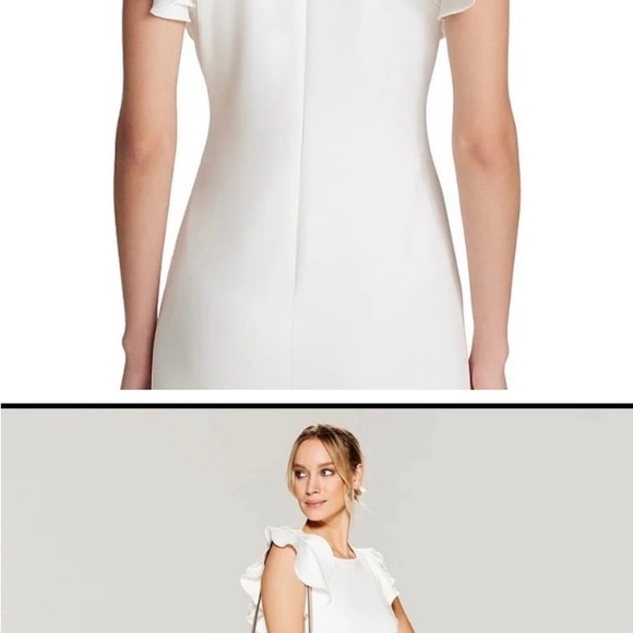 Tommy Hilfiger Scuba Crew Neck Flutter Ruffle Cap Sleeve Sheat Dress - Picture 4 of 6